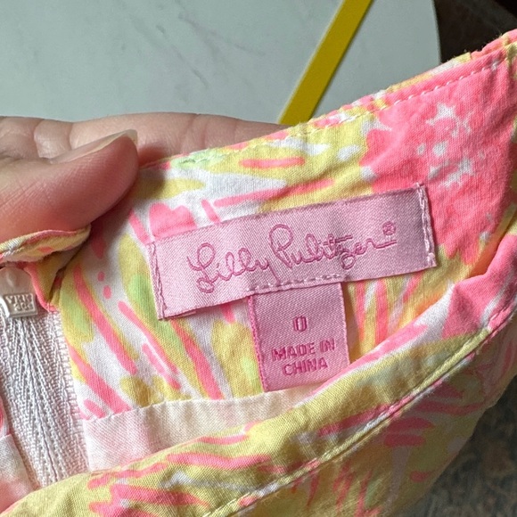 Lilly Pulitzer Pink and Yellow Floral Skirt with White Lace - Picture 12 of 12